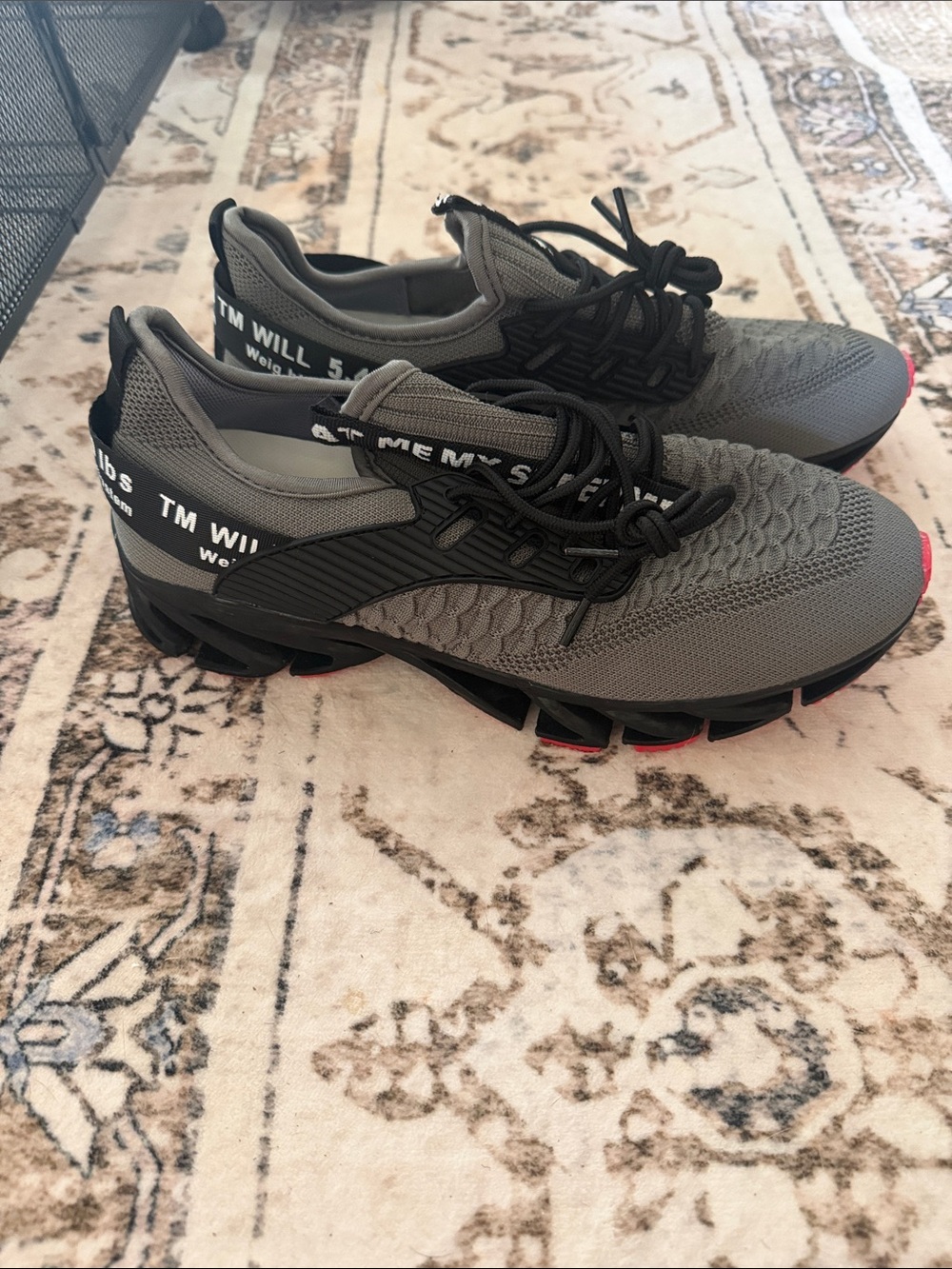 Gray Athletic Sneakers with Black Accents